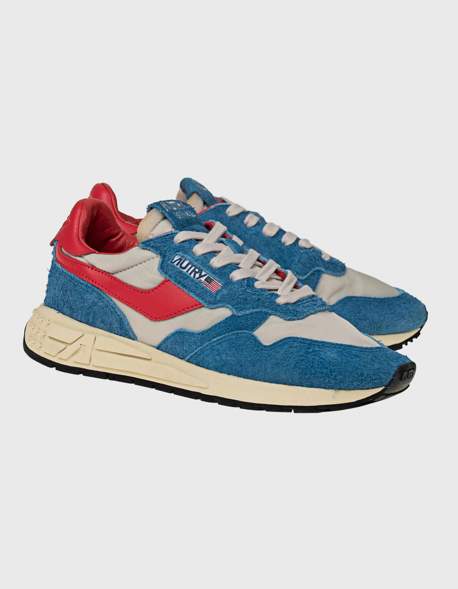 Autry Reelwind Low Azur Hibiskus // Veloursleder-Nylon-Sneaker
