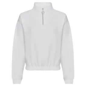 Damen Crop Top Sweatshirt mit kurzem Reißverschluss