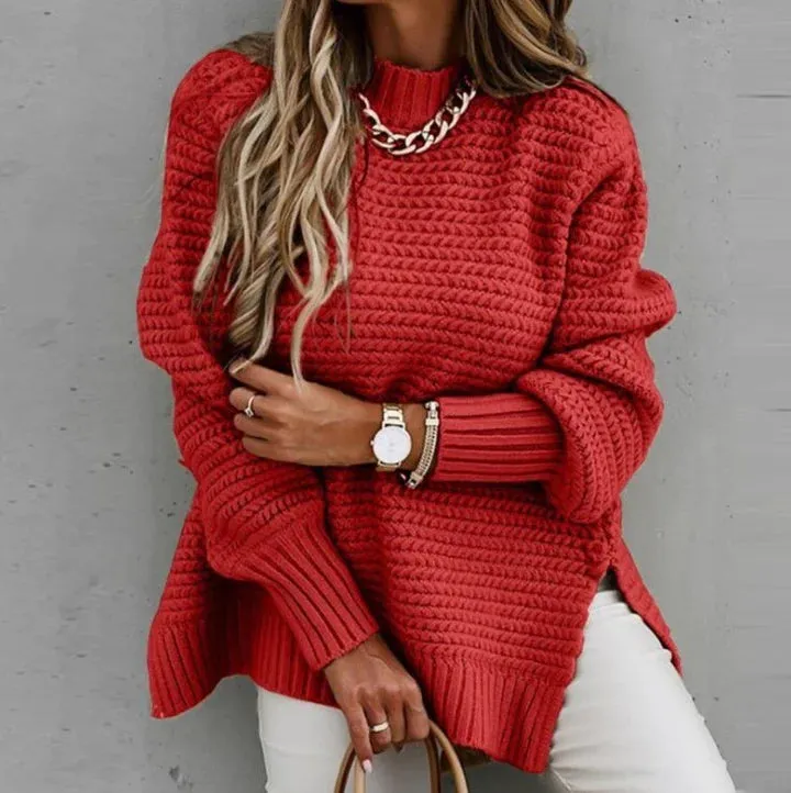 Heidi-Mode | Strickpullover mit lockeren Ärmeln für Damen Herbst- und Winterbekleidung