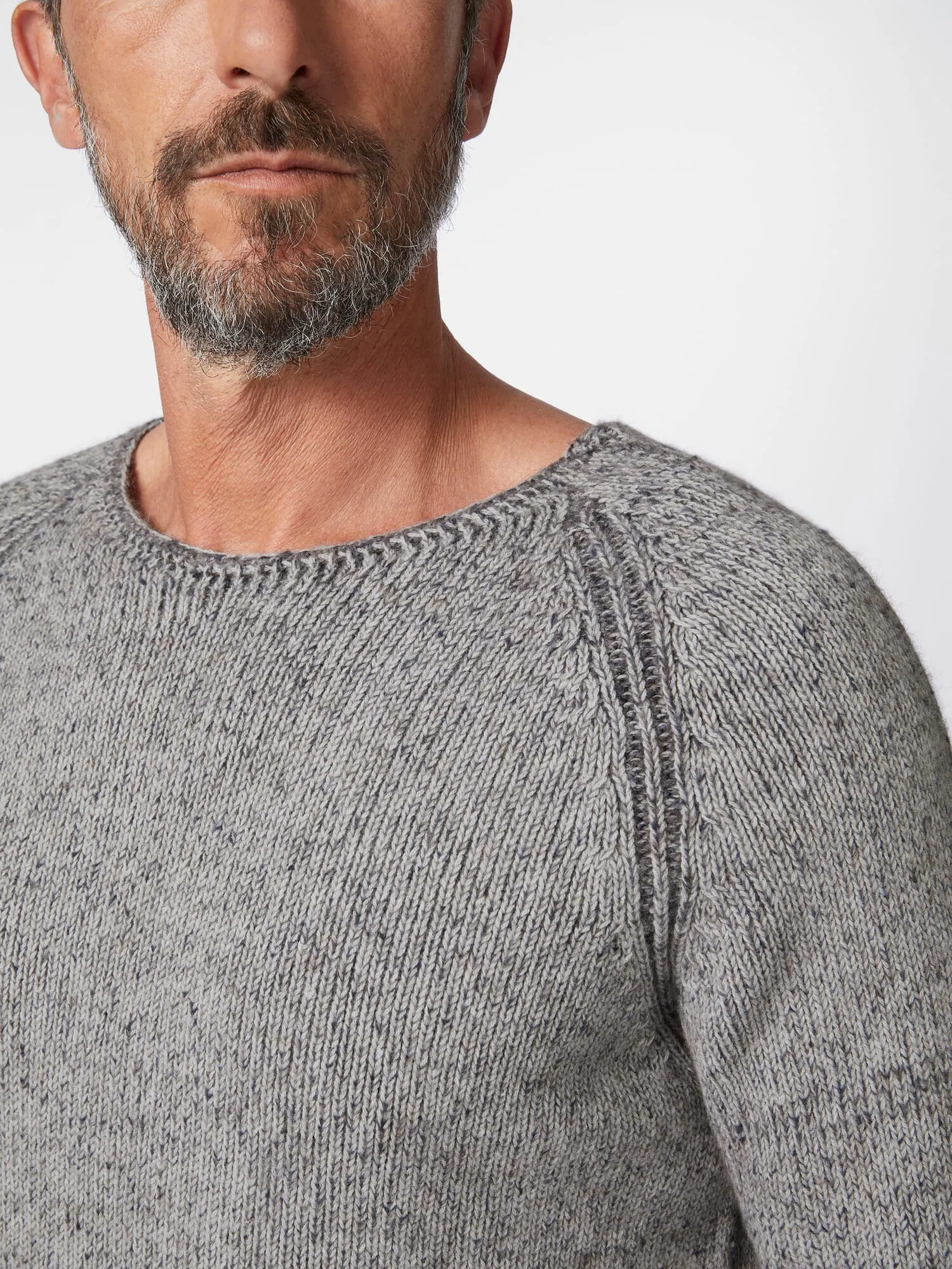 Herren-Strickpullover meliert, Hellgrau