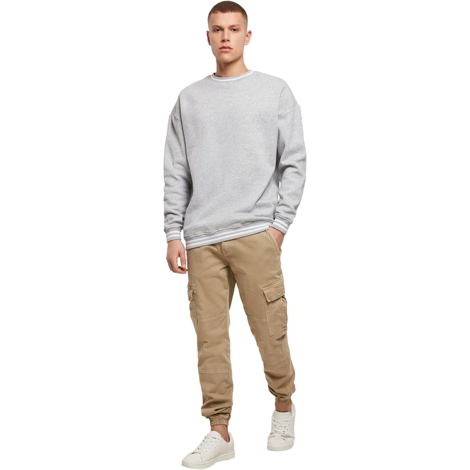Herren-Sweatshirt mit gestreiften Bündchen