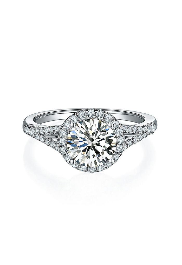 Herringbone aushöhlen Moissanite Diamond Ring