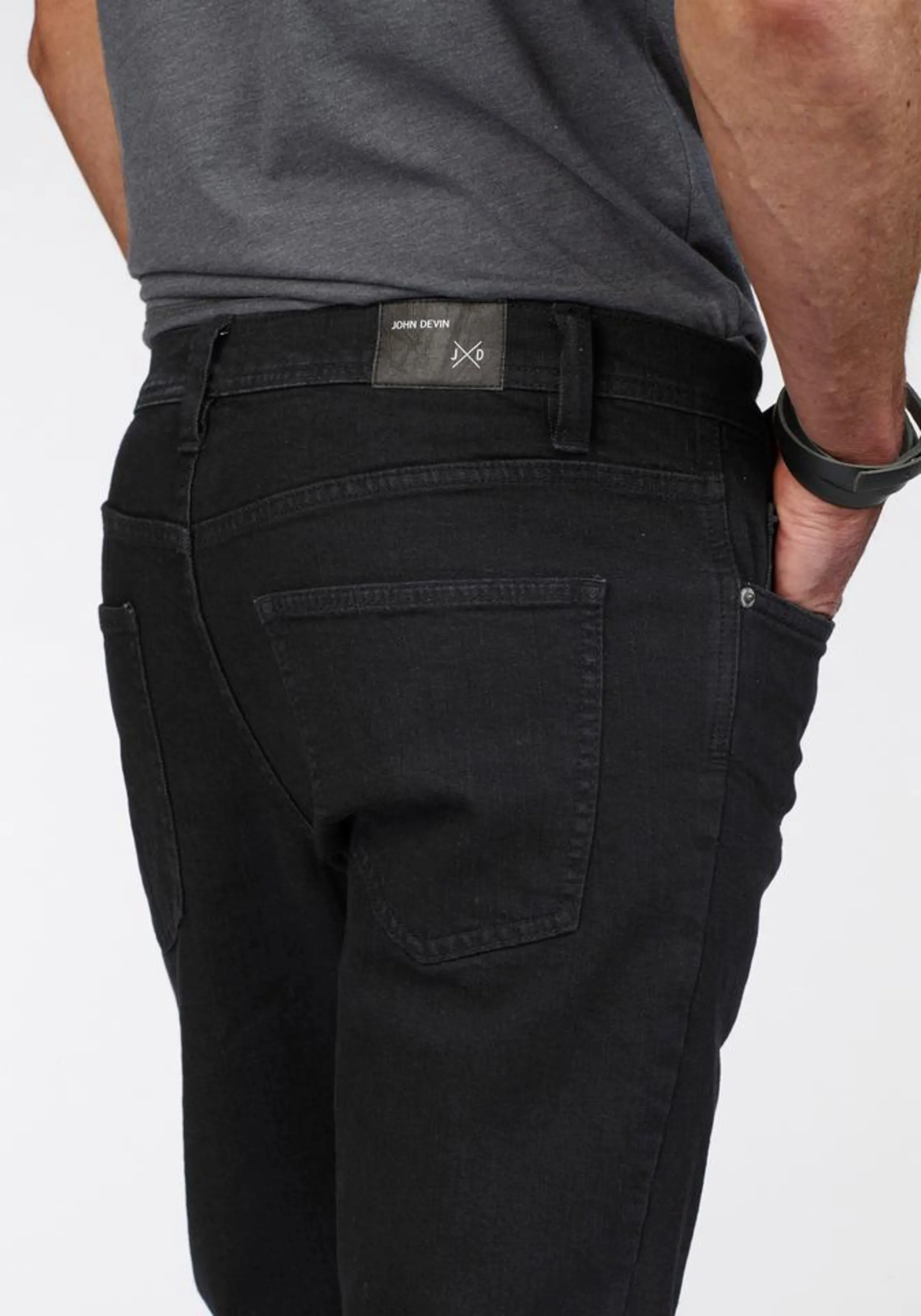 JOHN DEVIN Regular Straight-Jeans in Schwarz