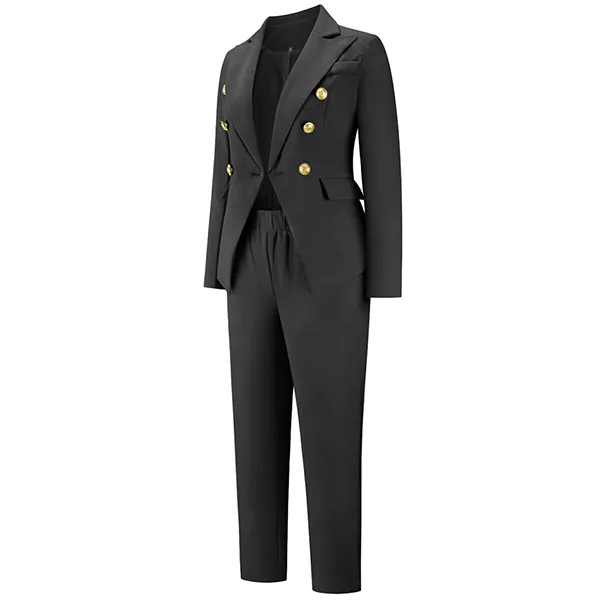 Modernes Anzug-Set in Volltonfarbe bestehend aus Zweireihigem Blazer und Hose