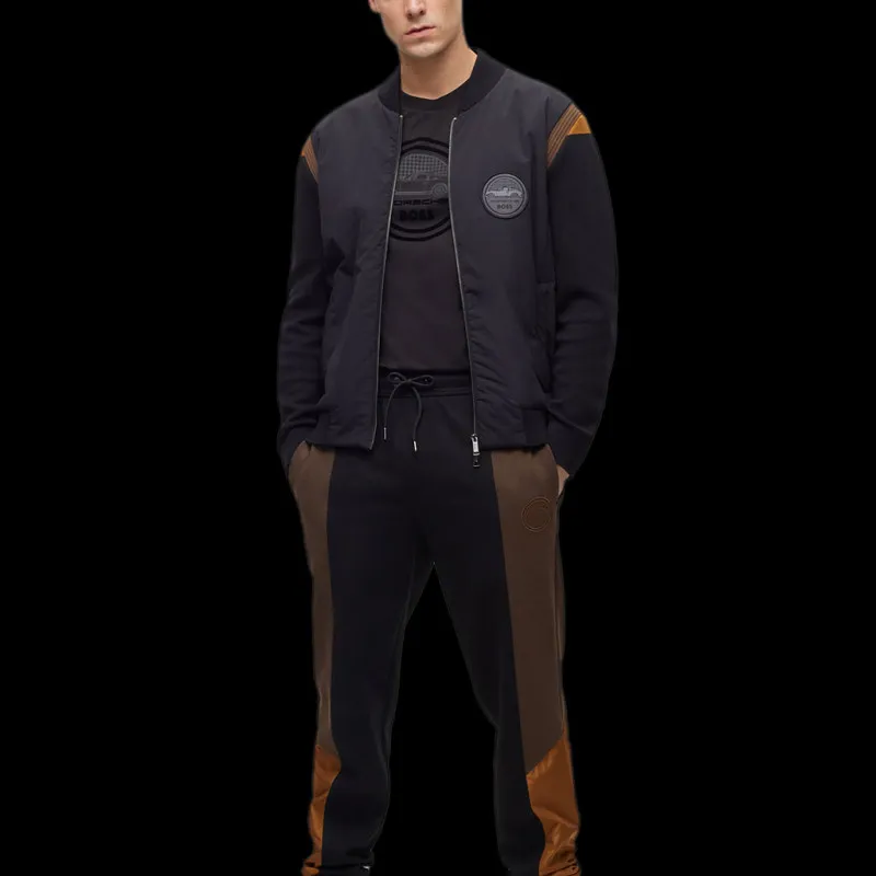 Porsche x BOSS Jacke Multimaterial wasserabweisend Baumwolle / Wolle Schwarz BOSS 50496949_001 - Herren