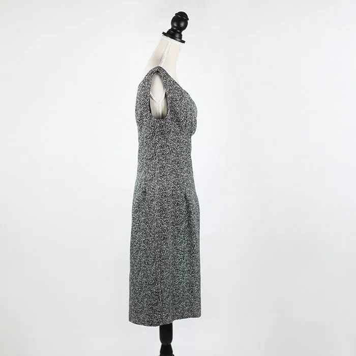 Saint Laurent Elegantes schwarz-wei gemustertes Pencil Dress