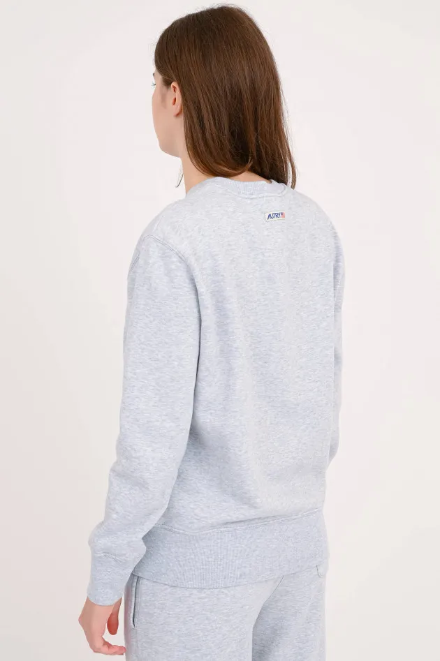 Sweatshirt in Hellgrau meliert