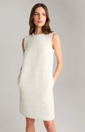 Tweed-Kleid in Offwhite/Gold