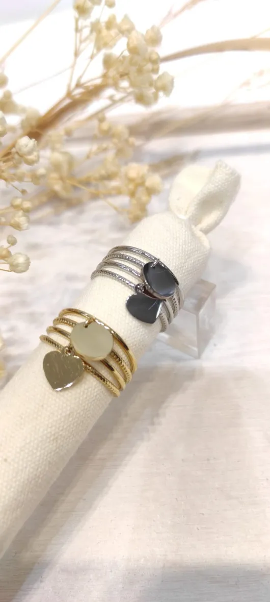 Verstellbarer Herz-Charm-Ring aus Edelstahl